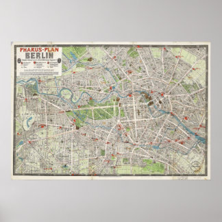 Vintage Map of Berlin Germany (1905) Poster
