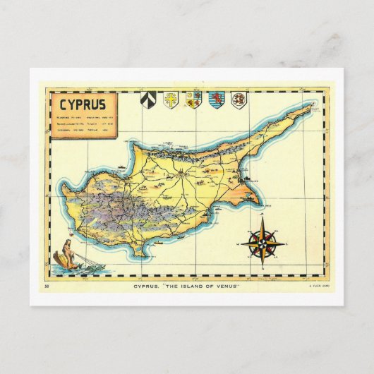 Vintage Map of Cyprus Postkarte (Vorderseite)