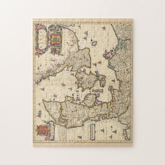 Vintage Map of Denmark (1690) Puzzle (Vertikal)
