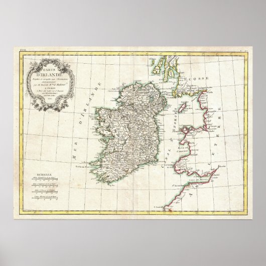 Vintage Map of Ireland (1771) Poster (Vorne)