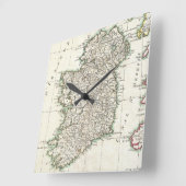 Vintage Map of Ireland (1771) Quadratische Wanduhr (Winkel)