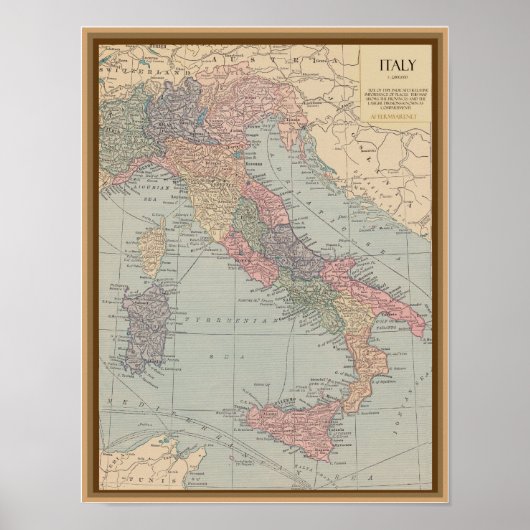 Vintage Map of Italy Poster (Vorne)
