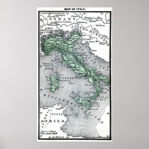 Vintage Map of Italy Poster