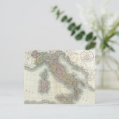 Vintage Map of Italy Postkarte (Stehend Vorderseite)