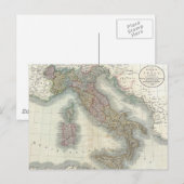Vintage Map of Italy Postkarte (Vorne/Hinten)