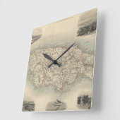 Vintage Map of Jamaica (1851) Quadratische Wanduhr (Winkel)