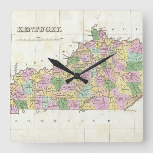 Vintage Map of Kentucky (1827) Quadratische Wanduhr