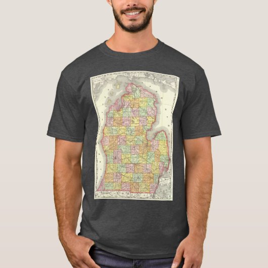 Vintage Map of Michigan 1897 T-Shirt (Vorderseite)