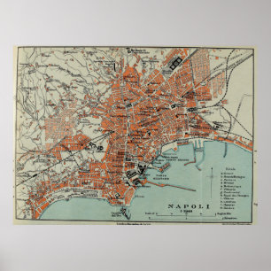 Vintage Map of Naples Italy (1911) Poster