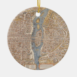 Vintage Map of Paris (1550) Keramikornament
