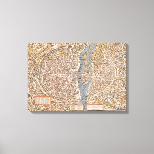 Vintage Map of Paris Frankreich Leinwanddruck (Vorderseite)