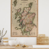 Vintage Map of Scotland 1814 Poster (Küche)