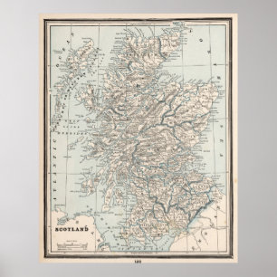Vintage Map of Scotland (1893) Poster