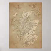 Vintage Map Of Scotland Poster (Vorne)