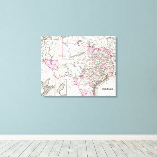 Vintage Map of Texas 1855 Leinwanddruck (Insitu (Holzboden))