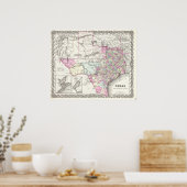 Vintage Map of Texas 1855 Poster (Küche)