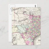 Vintage Map of Texas 1855 Postkarte (Vorne/Hinten)