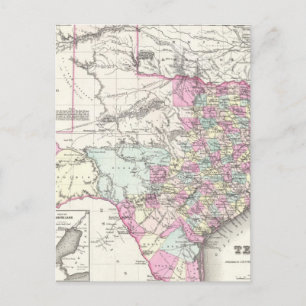 Vintage Map of Texas 1855 Postkarte