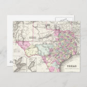 Vintage Map of Texas 1855 Postkarte (Vorne/Hinten)