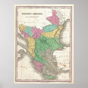 Vintage Map of The Balkans (1827) Poster