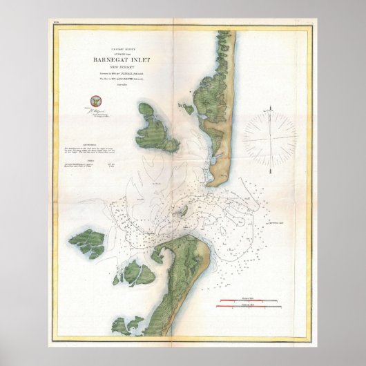 Vintage Map of The Barnegat Inlet (1865) Poster (Vorne)