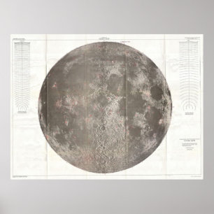 Vintage Map of The Moon (1961) Poster