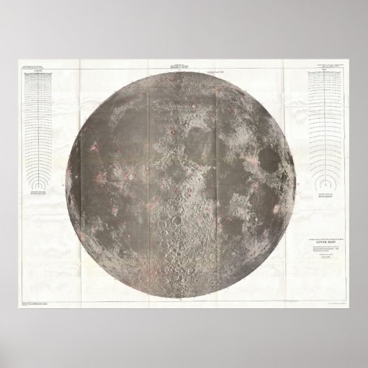Vintage Map of The Moon (1961) Poster (Vorne)