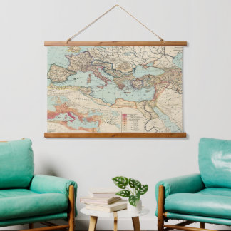 Vintage Map of the Roman Empire (1889) Wall Wandteppich Mit Holzrahmen