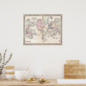 Vintage Map of The World 1864 Poster (Küche)
