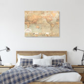 Vintage Map of The World 1870 Leinwanddruck (Insitu (Schlafzimmer))