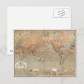 Vintage Map of The World 1870 Postkarte (Vorne/Hinten)