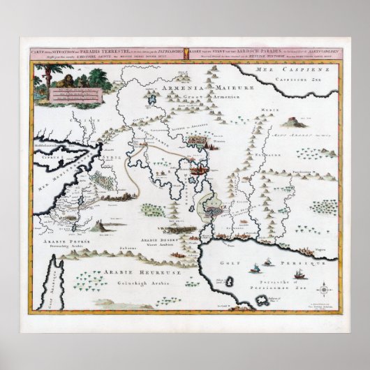 Vintage Map Situation of the Terrestrial Paradise Poster (Vorne)