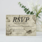 Vintage Map Wedding RSVP Antwort Moderne (Stehend Vorderseite)