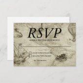 Vintage Map Wedding RSVP Antwort Moderne (Vorne/Hinten)