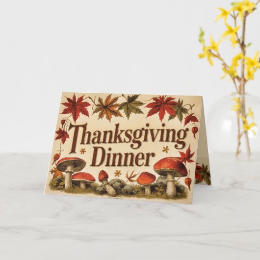 vintage maple leaves - Thanksgiving invitation Karte (Gelbe Blume)