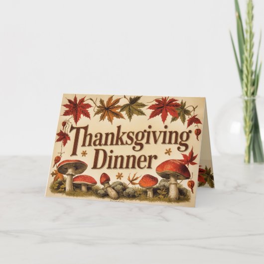 vintage maple leaves - Thanksgiving invitation Karte (Vorderseite)