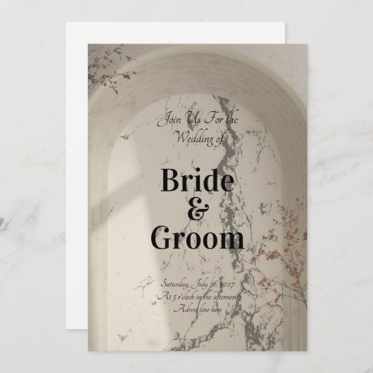 Vintage Marble Arch Botanical Wedding Invitation Einladung (Vorne/Hinten)