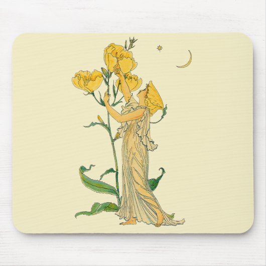 Vintage Märchen, Abend Primrose, Walter Krane Mousepad (Vorne)