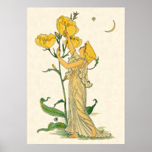 Vintage Märchen, Abend Primrose, Walter Krane Poster