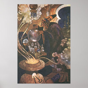 Vintage Märchen, Aladdin und die magische Lampe Poster
