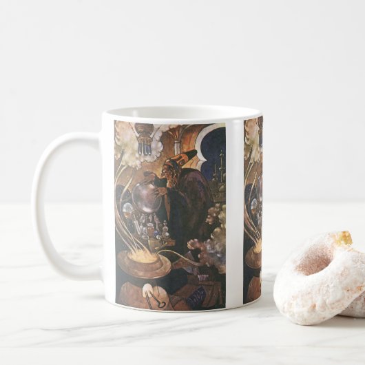 Vintage Märchen, Aladdin und Magic Lamp Kaffeetasse (Mit Donut)
