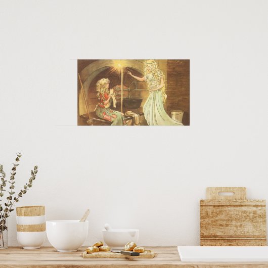 Vintage Märchen, Aschenputtel und Märchenmutter Poster (Küche)