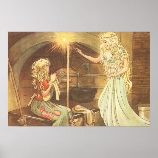 Vintage Märchen, Aschenputtel und Märchenmutter Poster (Vorne)