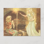Vintage Märchen, Aschenputtel und Märchenmutter Postkarte (Vorderseite)