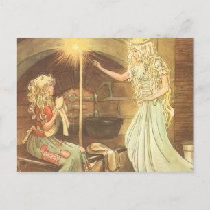 Vintage Märchen, Aschenputtel und Märchenmutter Postkarte