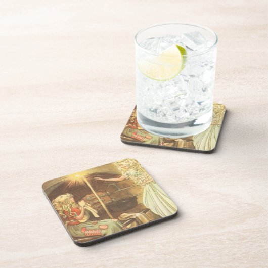 Vintage Märchen, Aschenputtel und Märchenmutter Untersetzer (Rechte Seite)