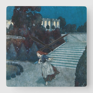 Vintage Märchen, Aschenputtel von Edmund Dulac Quadratische Wanduhr