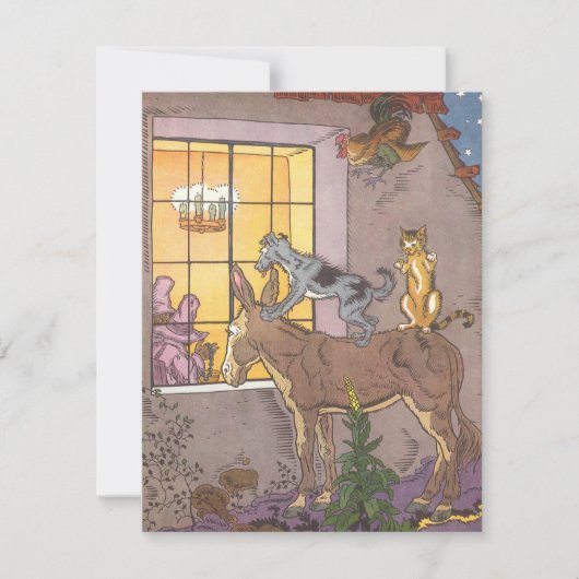 Vintage Märchen, Bremer Stadtmusiker, Hauman Einladung (Vorderseite)