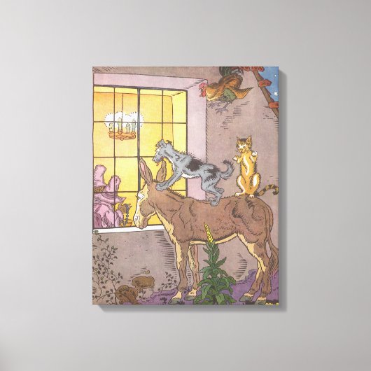 Vintage Märchen, Bremer Stadtmusiker, Hauman Leinwanddruck (Vorderseite)