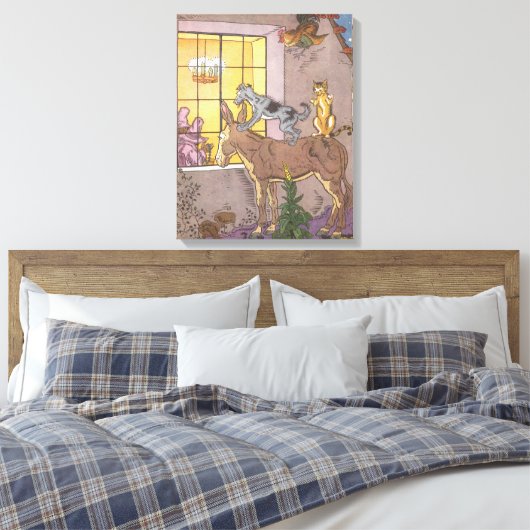 Vintage Märchen, Bremer Stadtmusiker, Hauman Leinwanddruck (Insitu (Schlafzimmer))